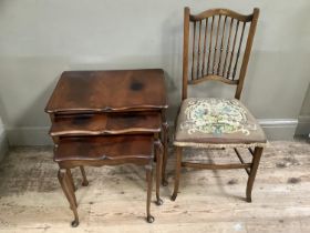 A reproduction mahogany nest of tables on cabriole legs together with an Edwardian inlaid chair with