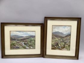 Morris B, pair of moorland watercolours on paper, 22cm x 29cm, both framed