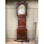 A Victorian mahogany longcase clock by T Whipp of Rochdale, with sun and moon dial, the face