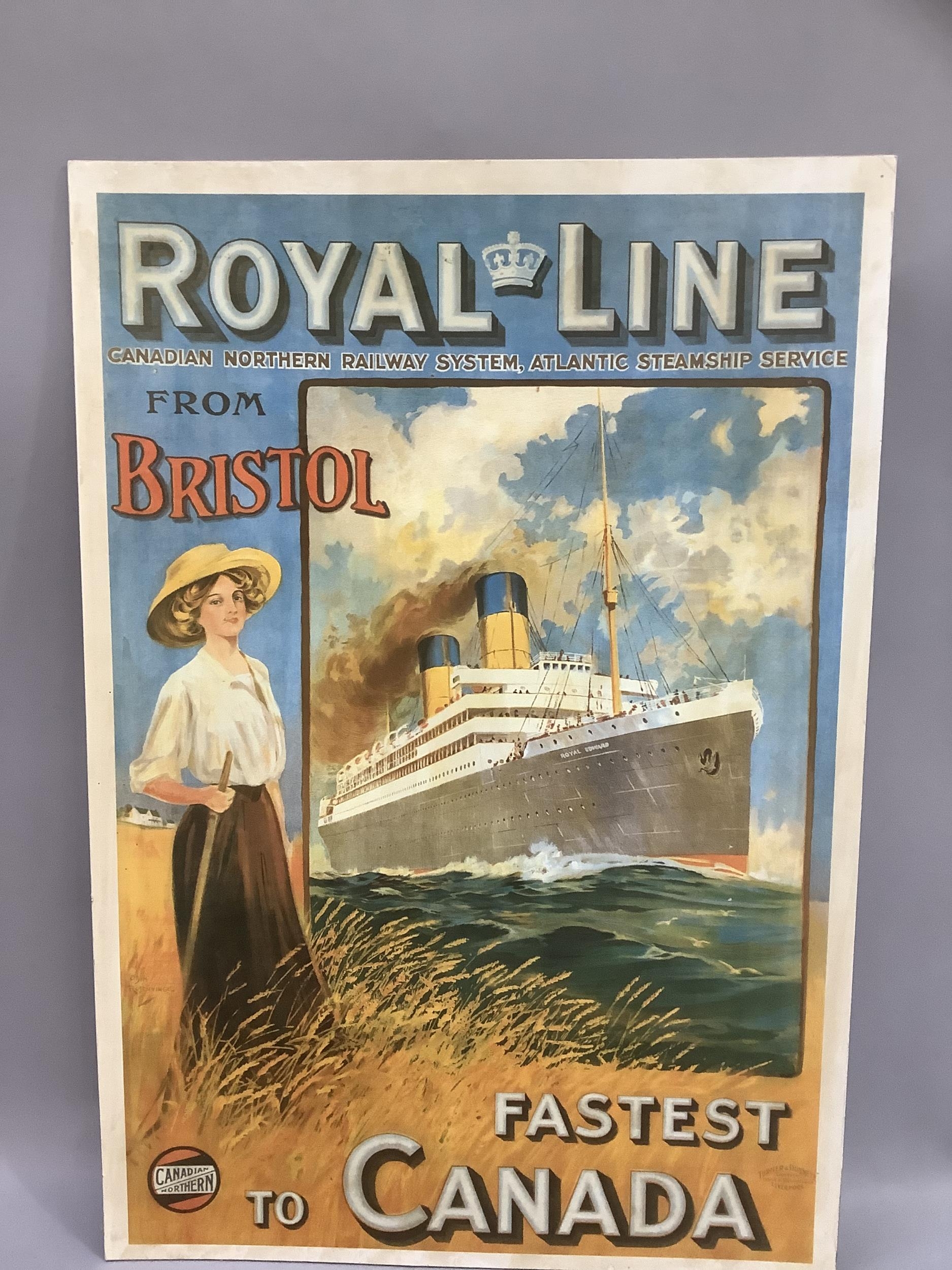 Advertising poster, Royal Line From Bristol Fastest to Canada - Canadian Northern Railway System, - Image 2 of 2