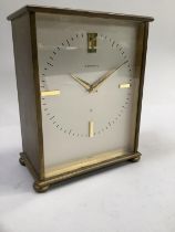 20th century Garrard brass mantle clock, with inscription to back plate, 'South Eastern Gas Board