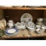 A quantity of porcelain comprising Aynsley blue and gilt tea service with nine cups, ten saucers,