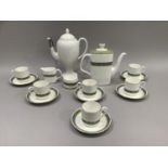 Royal Doulton Rondelay pattern coffee service comprising coffee pot, sugar bowl, milk jug, six