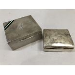 A George VI silver Green Howards cigarette box, rectangular engine turned with the applied crest