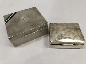 A George VI silver Green Howards cigarette box, rectangular engine turned with the applied crest