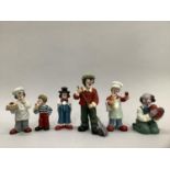 Six Gilde clown figurines