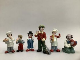 Six Gilde clown figurines