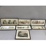 A collection of six Boris O'Klein coloured etchings, signed and titled in pencil to the margins