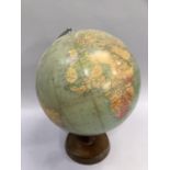 20th century terrestrial globe on beech stand