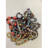 A collection of Murano glass bead necklaces, bracelets and earrings, approx ten pieces