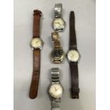 Four gentleman's wristwatch all c1950, all in chromed cases, with manual movements makers