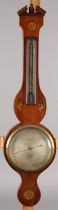 An early 19th century mahogany banjo barometer - thermometer by F. Bealaqua, having broken arch