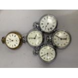 Five mid to late 20th century pocket watches by Smiths and Ingersol, all in chromed cases