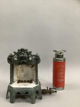 A Welsbach Kern painted cast iron mantle heater together with a vintage Thirst Extinguisher