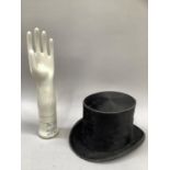 Mineral porcelain glove mould marked 'Renton N.J. USA, Pat Pens. 40cm high together with a