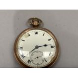 A George V pocket watch in 9ct. gold, open faced case No 5074, keyless Swiss 17 jewelled lever