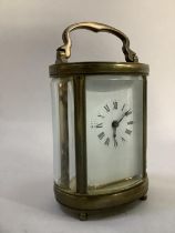 Early 20th century French brass miniature carriage clock, eight day movement with lever