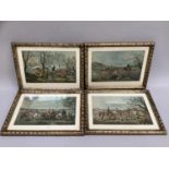 A collection of four hunting prints in moulded gilt frames, 20cm x 29.5cm