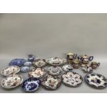 Quantity of 19th century and later ironstone comprising plates, serving dishes, pedestal dish,