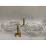 An Irish style turnover glass bowl on pedestal foot with cut glass decoration to the rim, together