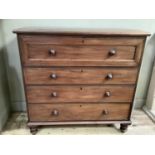 A Victorian mahogany chest of one large above three long drawers on turned feet, 128cm x 124cm x