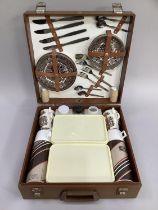 Brexton vintage picnic set in original case comprising two thermos, tupperware, cups, condiment