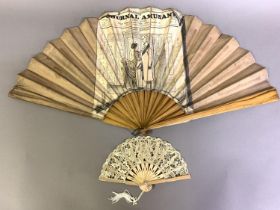 C 1890’s, a large French fan advertising Le Journal Amusant, being an illustrated Saturday newspaper