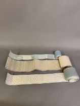 Three European school samplers, the first of knitting, a long series of different stitch examples,