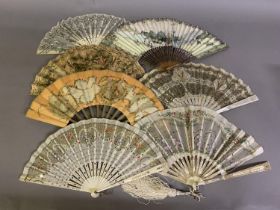 A good c 1900 light pink mother of pearl fan, the leaf of gold lamé overlaid with cream silk, cut