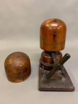 Antique Millinery Mahogany Adjustable Hat stretcher Block, lacking labels but probably by Renshaw,