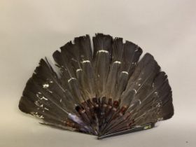 Feathers: a 19th century tortoiseshell fan mounted with two bands of game feathers, both types