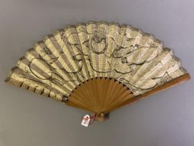 Vive La Bagatelle: A French 18th century printed fan “Vive la Bagatelle”, mounted on polished