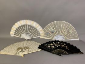 Four large fans, late 19th century to early 20th century: the first with white mother of pearl