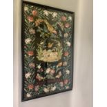 Kittens! A large, framed and glazed mid-19th century wool work picture with central design of