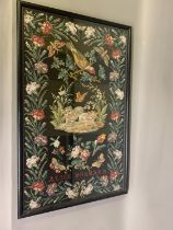 Kittens! A large, framed and glazed mid-19th century wool work picture with central design of