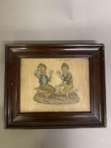 A 19th century petit point picture featuring a game of cards, the two male payers with very detailed