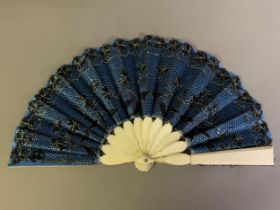 A unique handmade lace fan leaf by Ann Collier, 20th century, Black Buckinghamshire lace, the gimp
