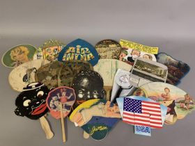 A selection of 20th century fixed fans advertising Fashion, miscellaneous products and airlines,