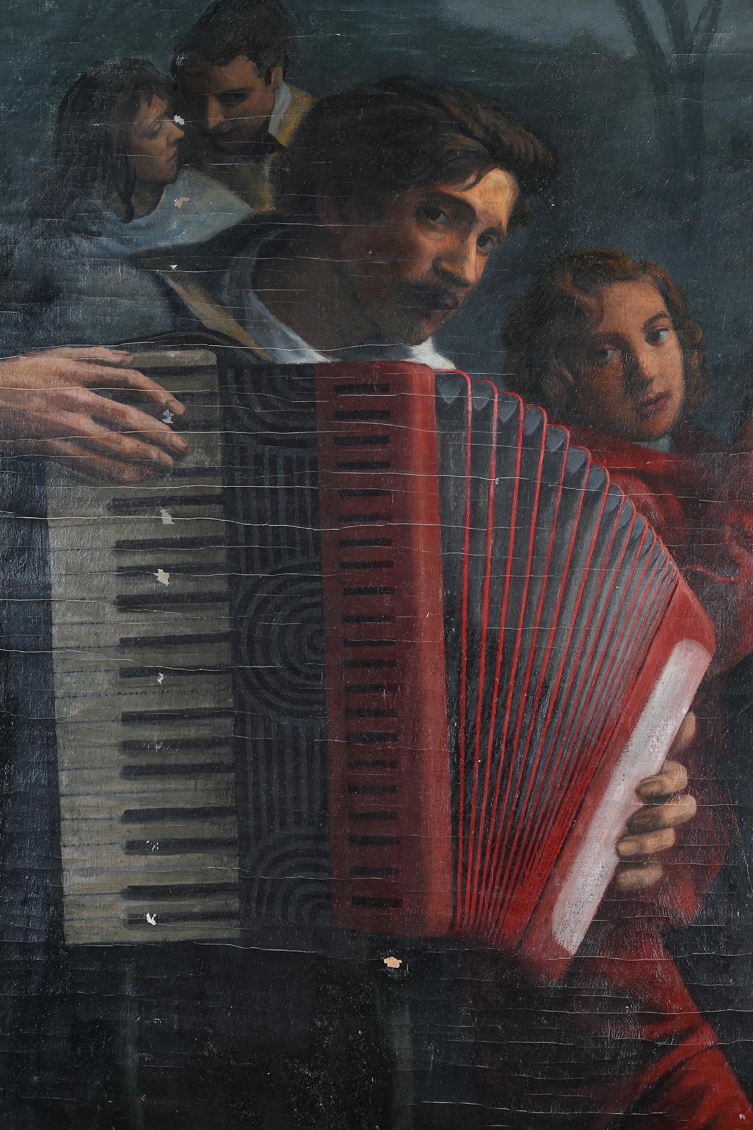 ARR Colin Frooms (1933-2017), The Accordion Player, portrait, full length, oil on canvas, 162cm x - Image 2 of 4