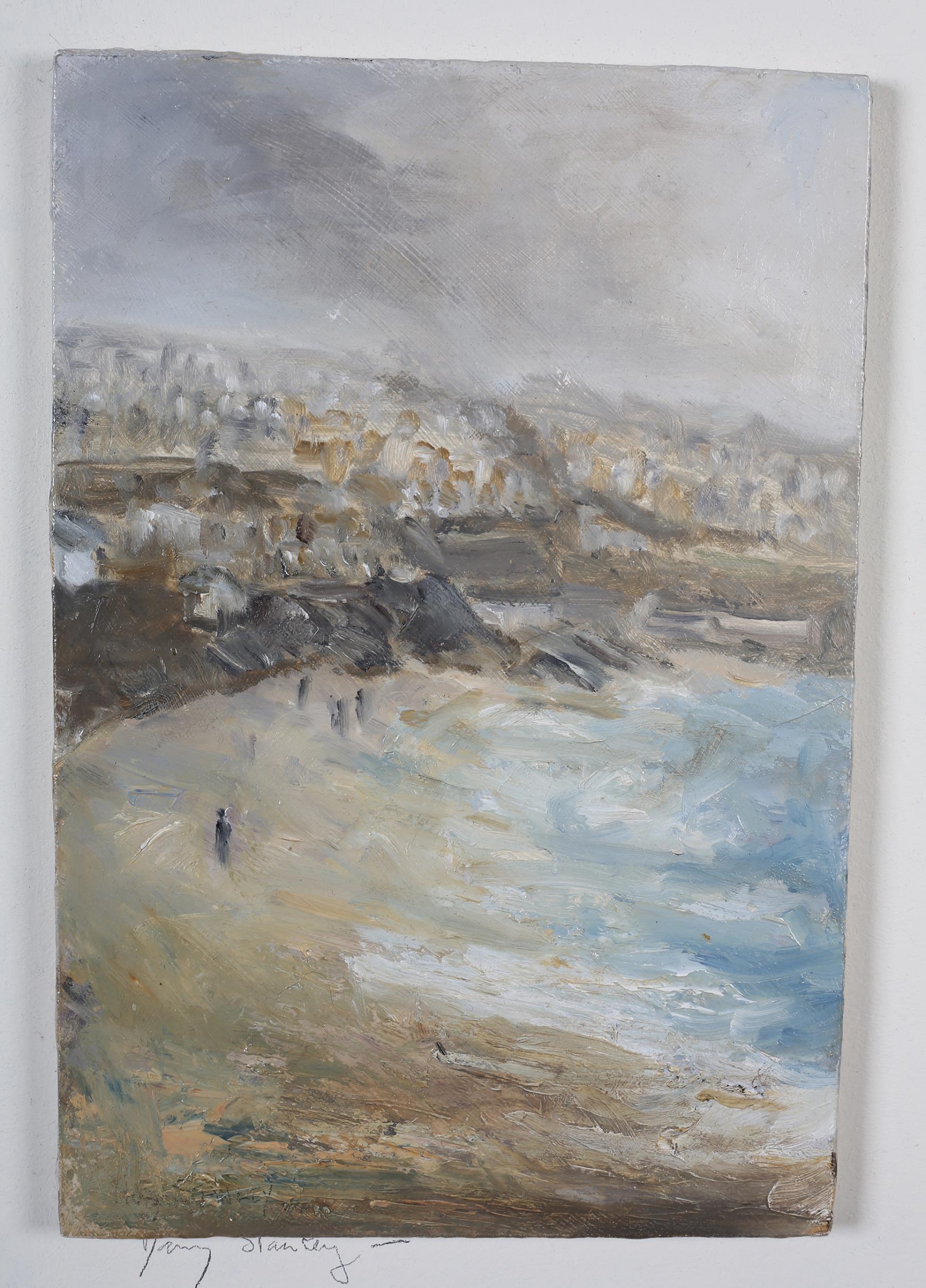 ARR David Stanley (b.1946), Porthmeor Beach Late Afternoon, oil on board, signed, dated 2007 and