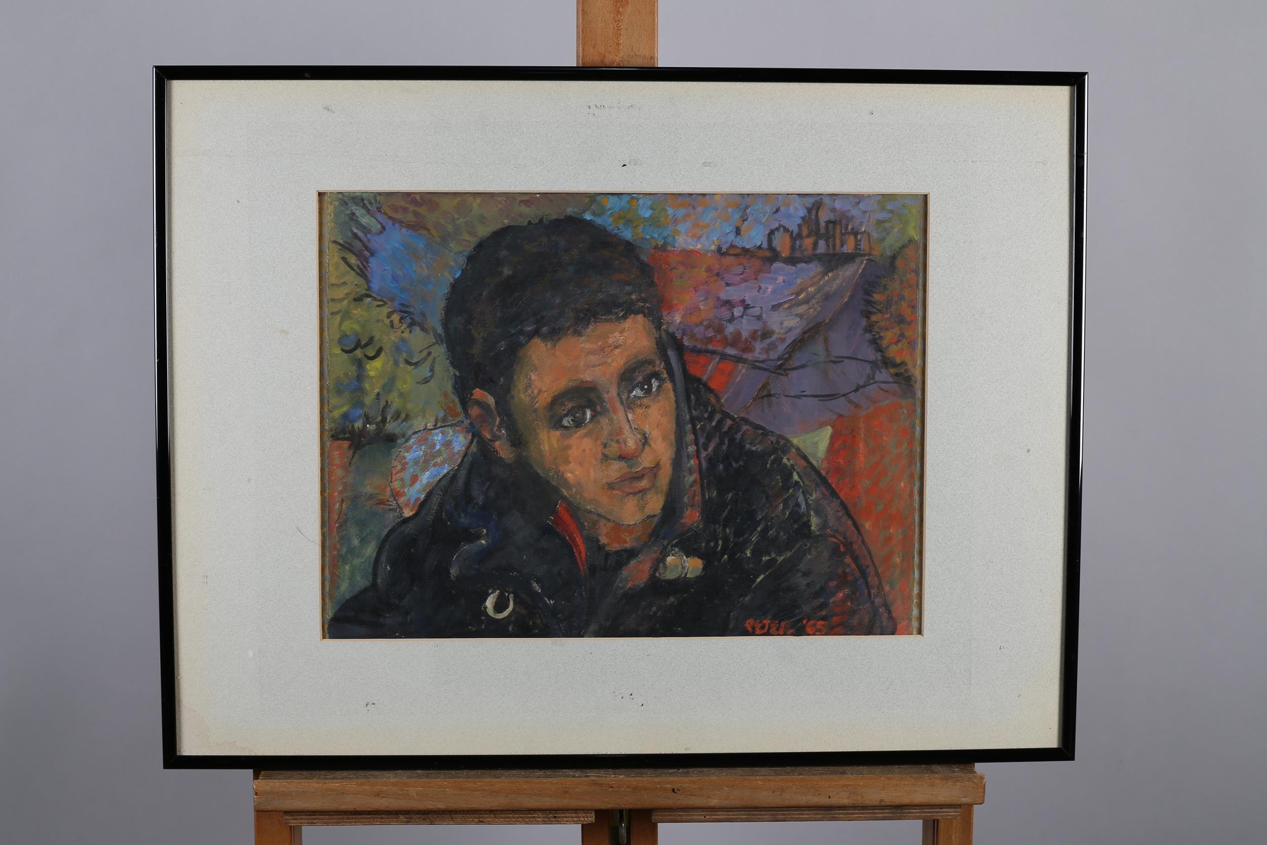 ARR Peter Samuelson (1912-1996), portrait of a young man, head and shoulders, wearing a duffle coat, - Image 2 of 4