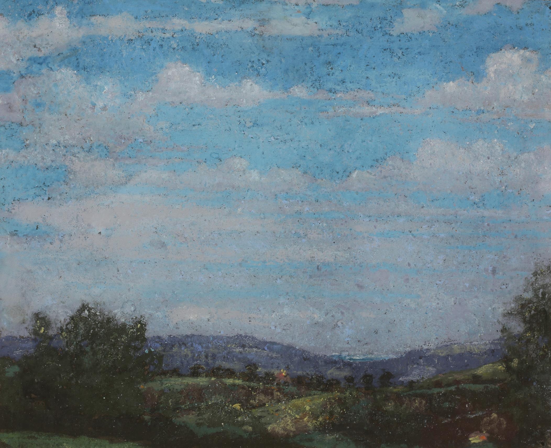 ARR Rudolf Helmut Sauter RI, RBA (1895-1977), Rural landscape under blue skies, pastel, initialled