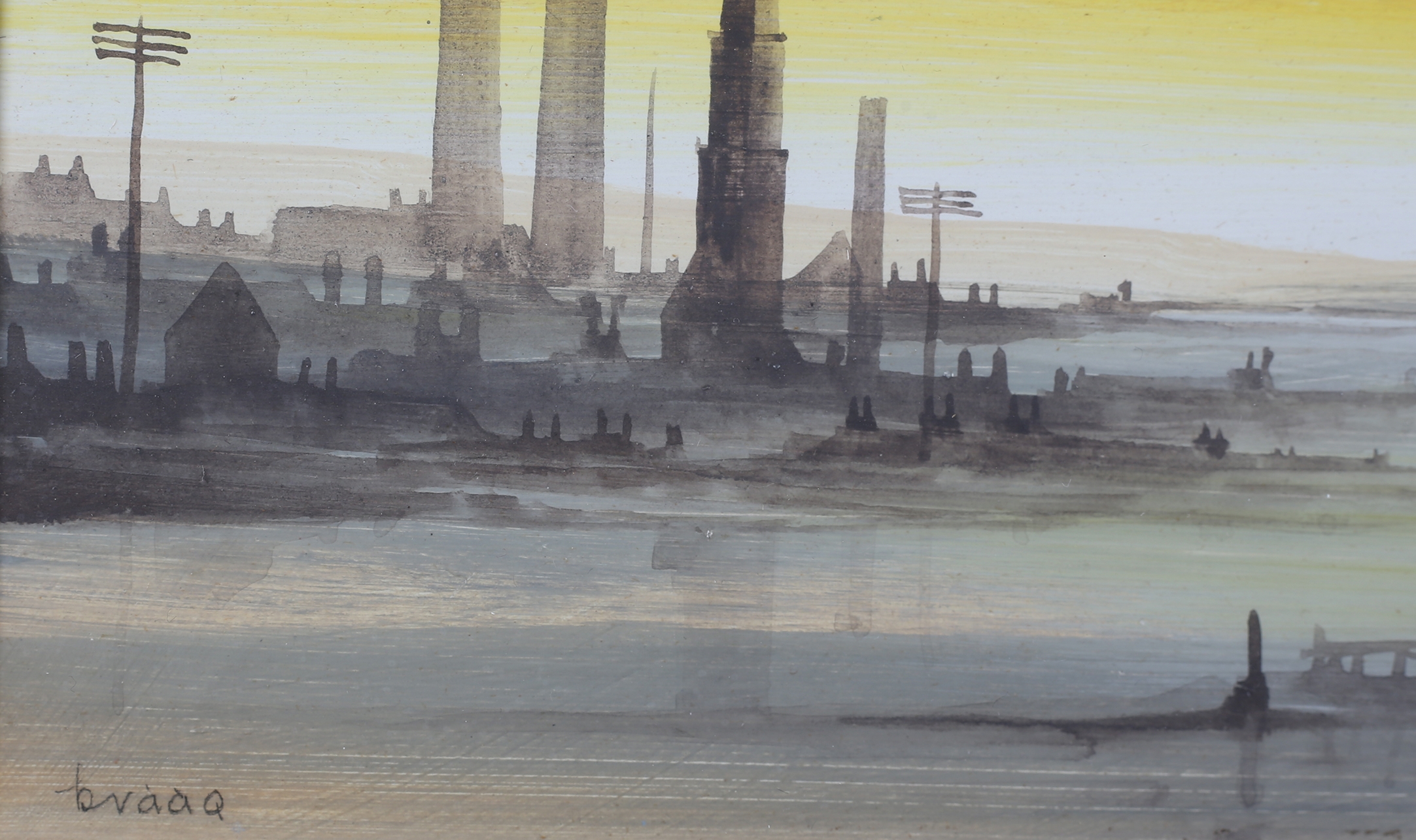 ARR Brian Shields 'Braaq' (1951-1997), Tuesday Toil, industrial water way under evening skies, - Image 4 of 5