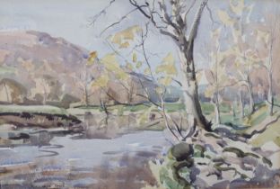 ARR Angus Rands (1922-1985), Burnsall Fell in October, watercolour, signed to lower left, 35.5cm x