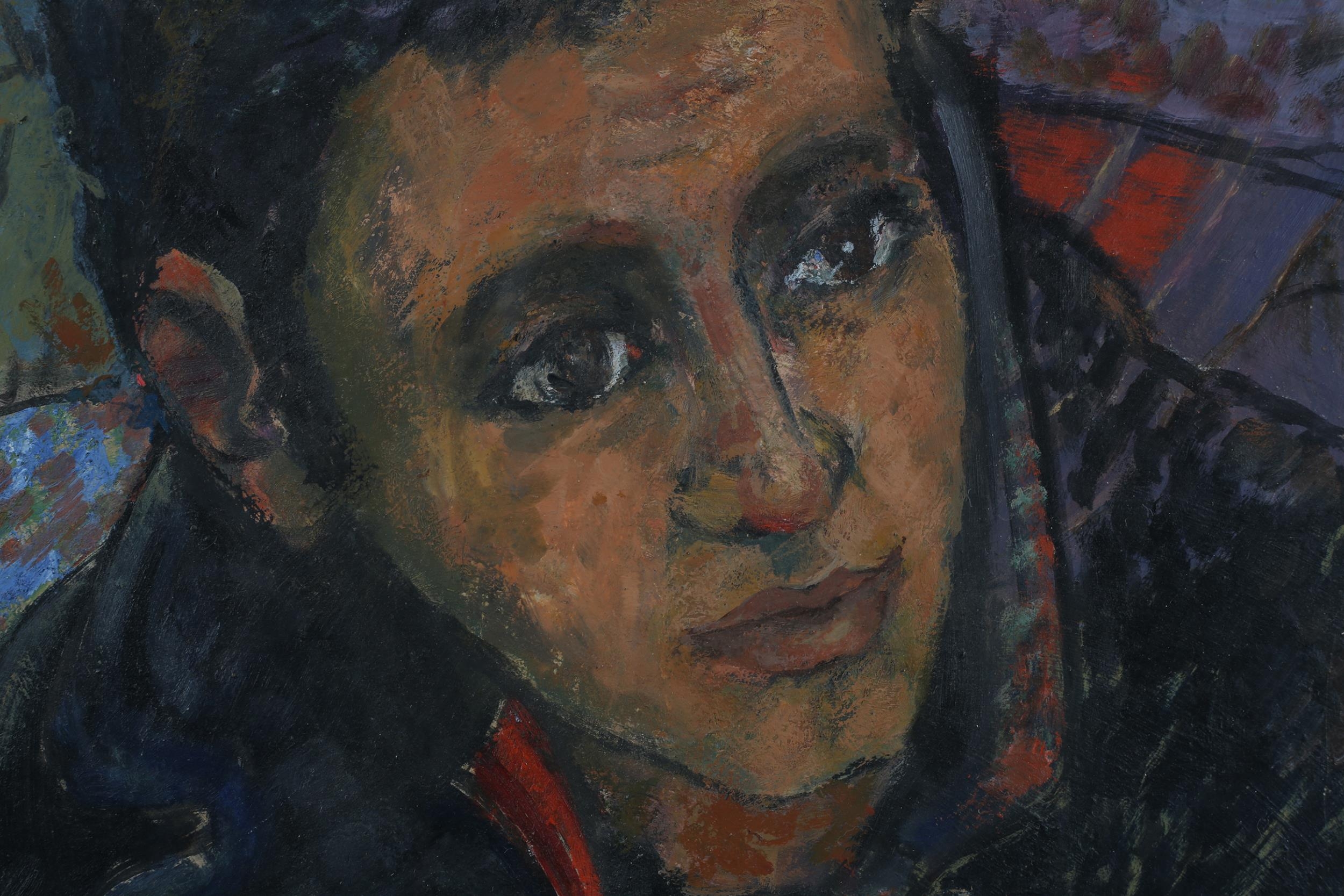 ARR Peter Samuelson (1912-1996), portrait of a young man, head and shoulders, wearing a duffle coat, - Image 3 of 4