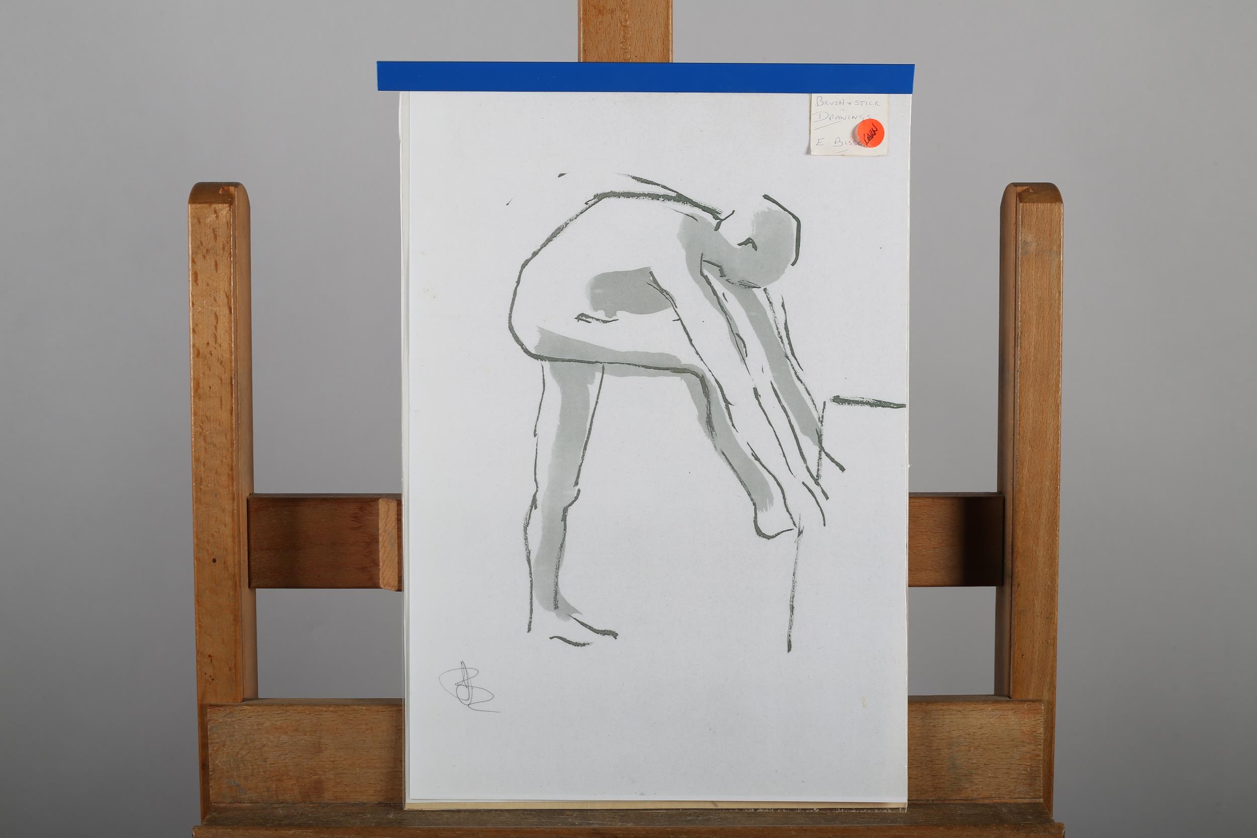 ARR E Bissett (20th/21st century), Nude studies, colour wash, crayon and charcoal, brush and stick - Image 2 of 4