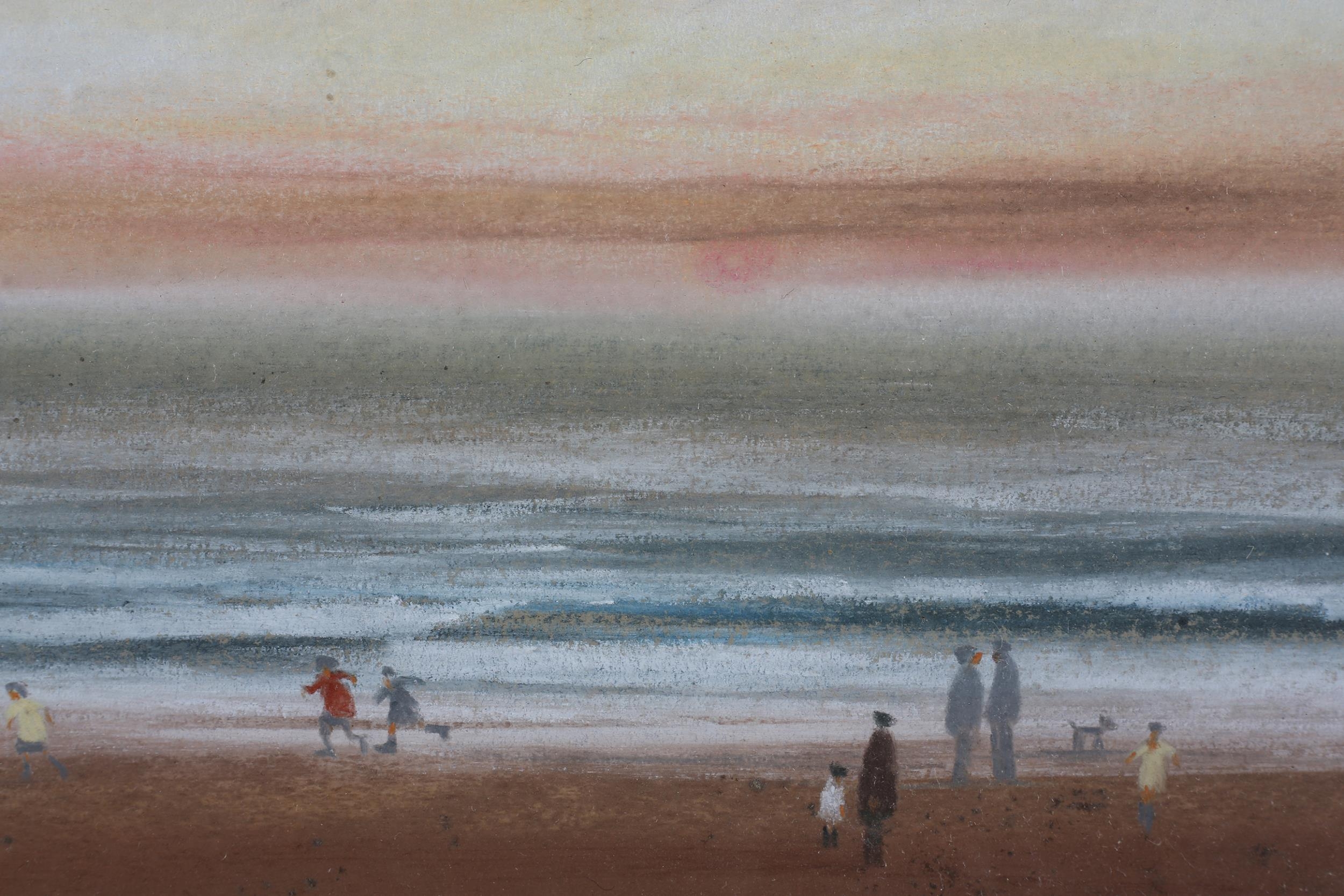 ARR Brian Shields 'Braaq' (1951-1997), Beach scene with figures at sunset, pastel, signed to lower - Image 3 of 5