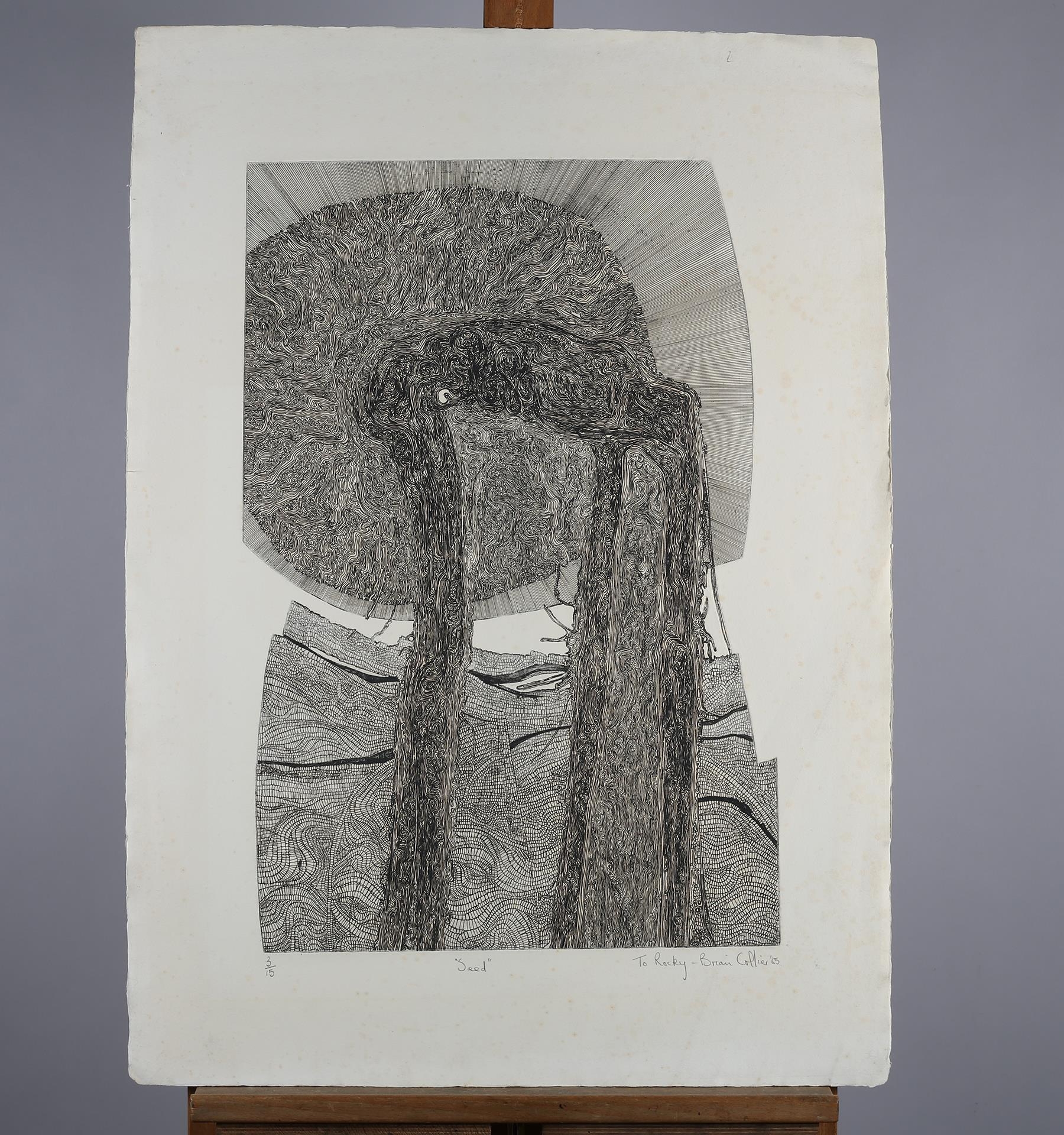 ARR By and after Brian Collier, 'Seed', black and white etching, 3/15, titled, signed and dated 1965 - Image 2 of 4