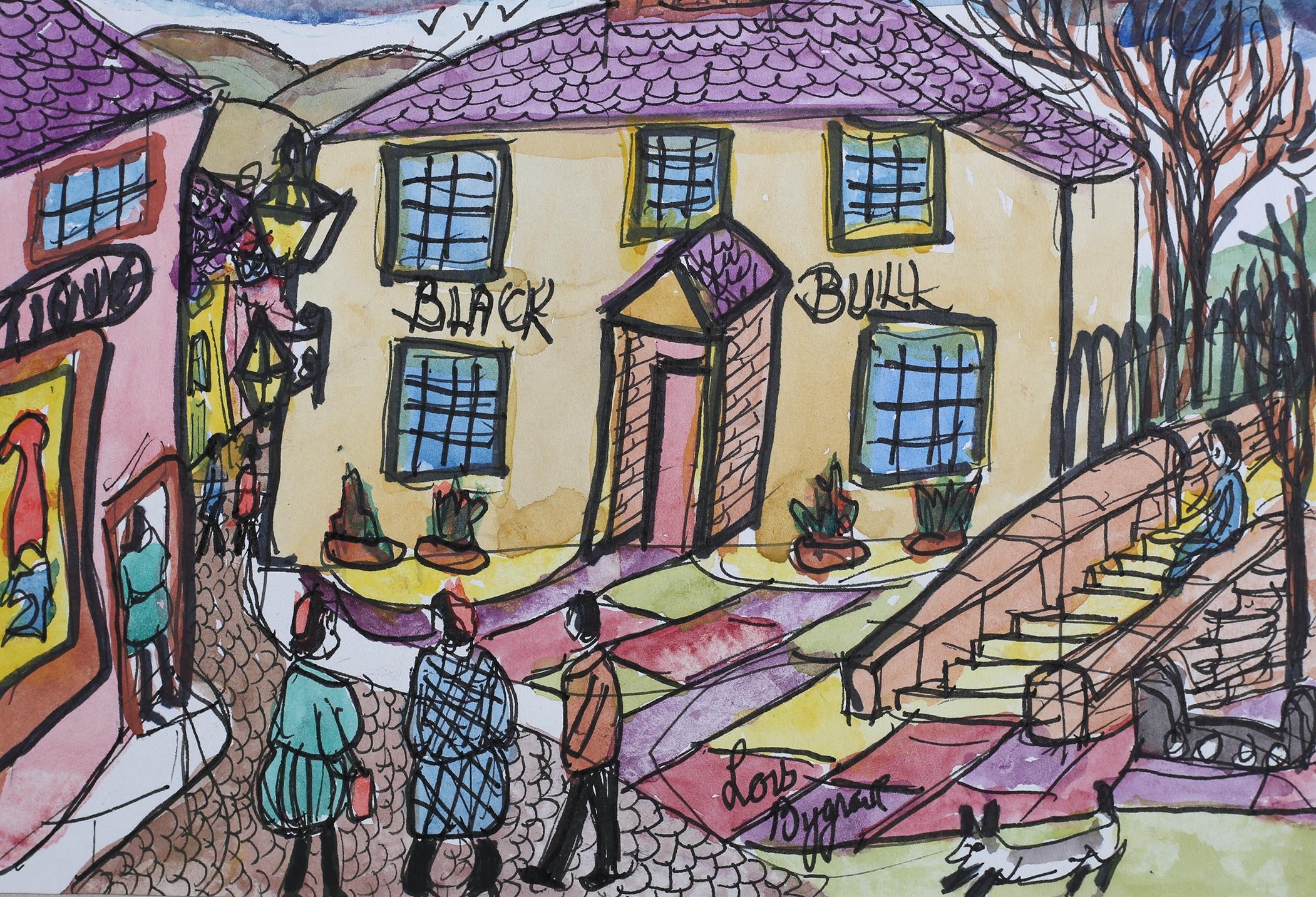 ARR Lois Bygrave (1915-1996), Hawes and The Black Bull, Haworth, two, ink, pen, watercolour on - Image 5 of 7