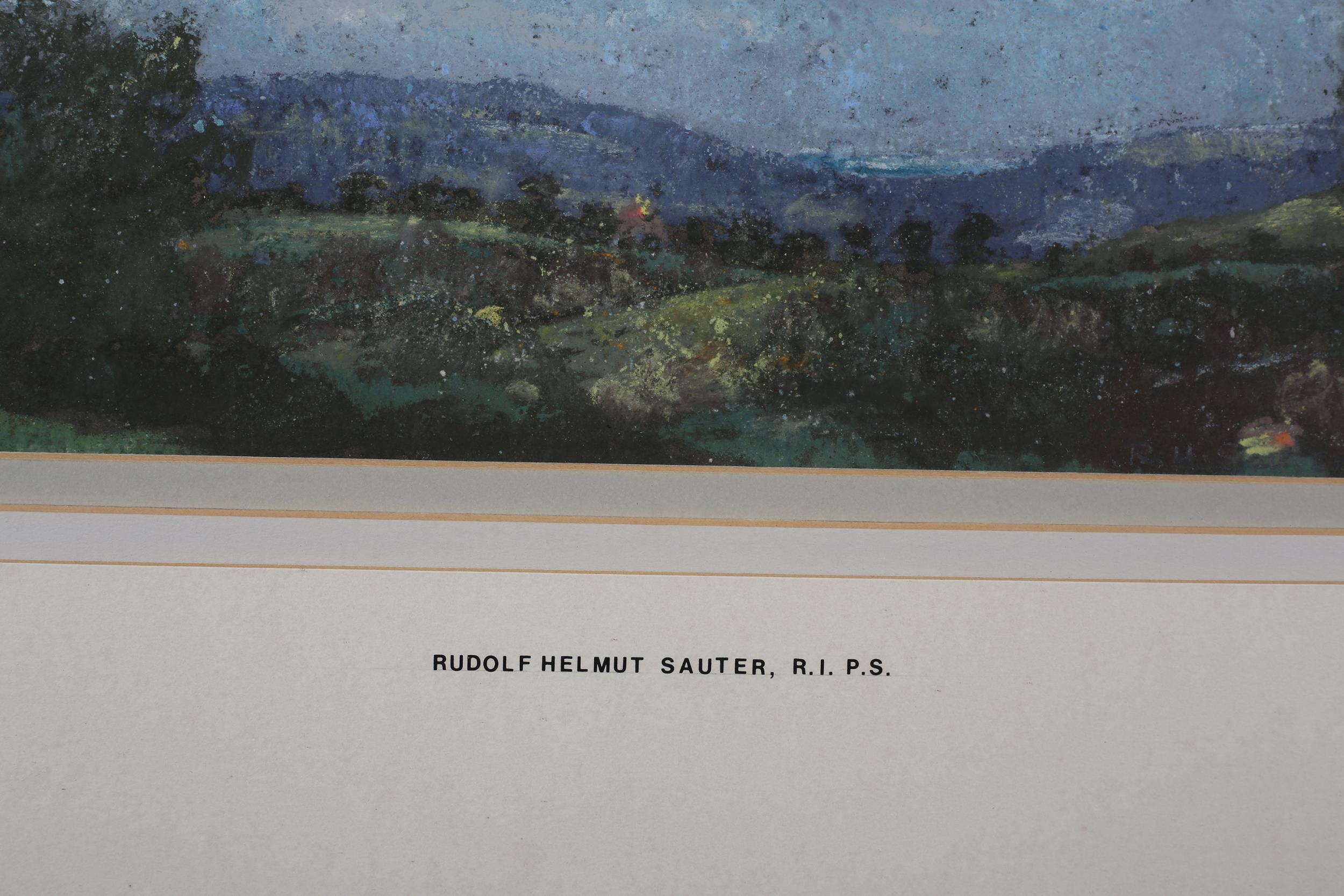 ARR Rudolf Helmut Sauter RI, RBA (1895-1977), Rural landscape under blue skies, pastel, initialled - Image 4 of 4